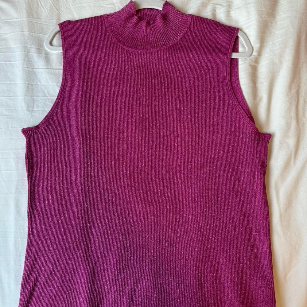 nygard collection pink sparkly knit tank